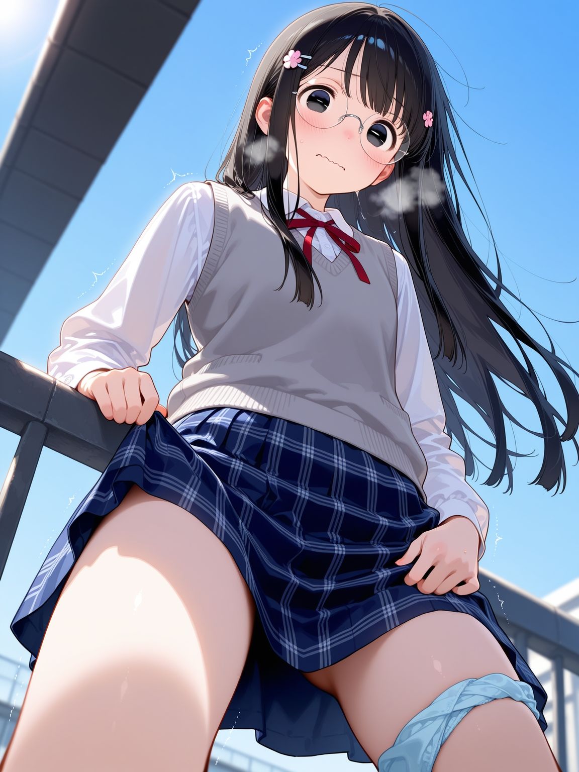 学校の屋上でおしっこが我慢できない眼鏡女子【前編】_3