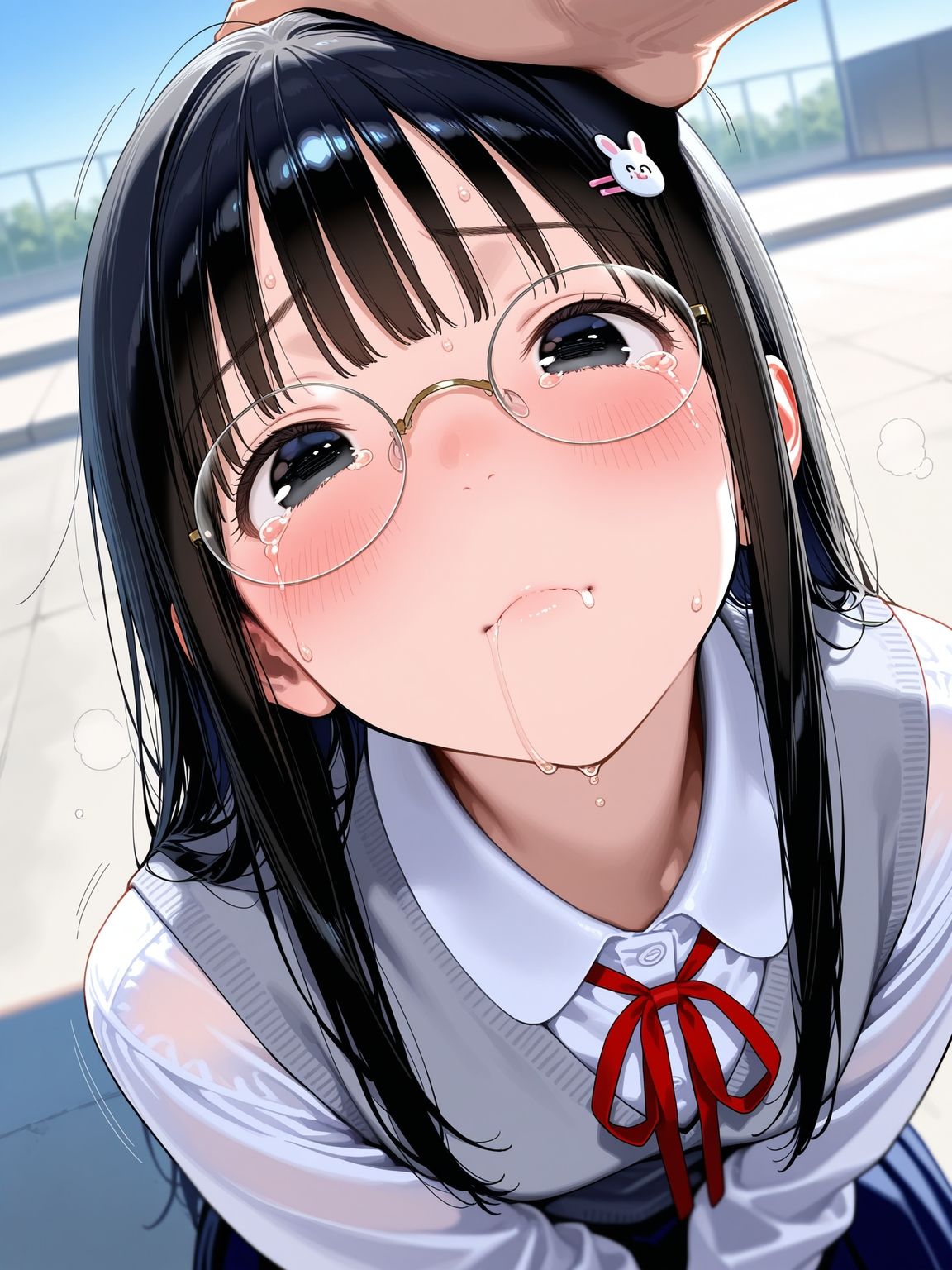 学校の屋上でおしっこが我慢できない眼鏡女子【前編】_7