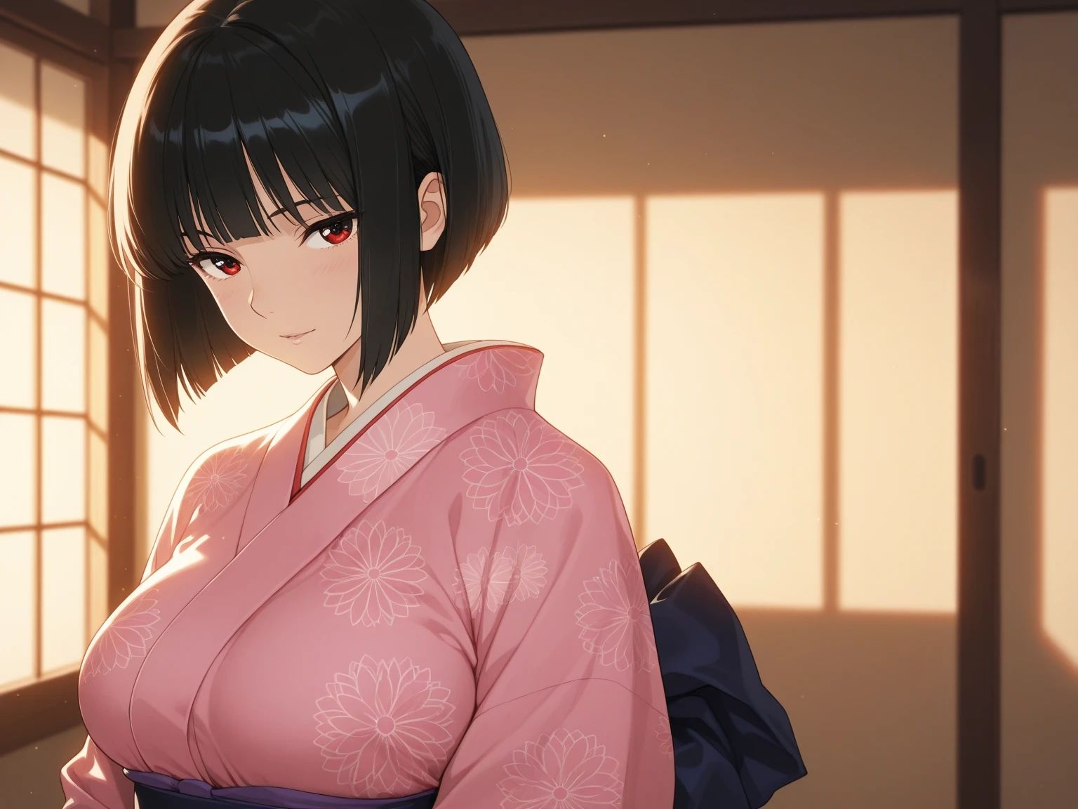 黒髪ボブスタイルOLと青髪清掃員女子と黒髪ボブスタイル着物女子 画像5