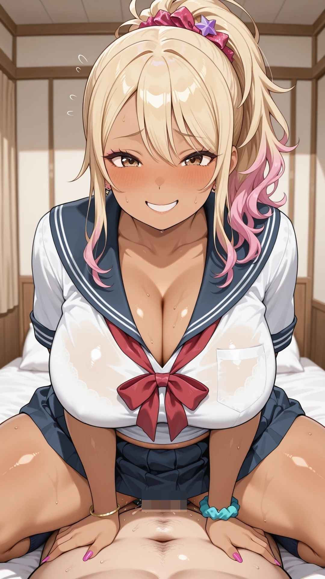 ぽっちゃり黒ギャルと制服ハメ撮り 画像10