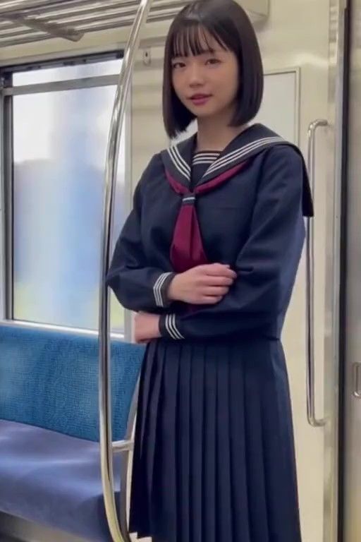クラス1かわいい黒髪ボブJKが電車内でセックス!1