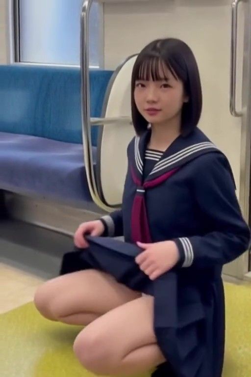 クラス1かわいい黒髪ボブJKが電車内でセックス!3