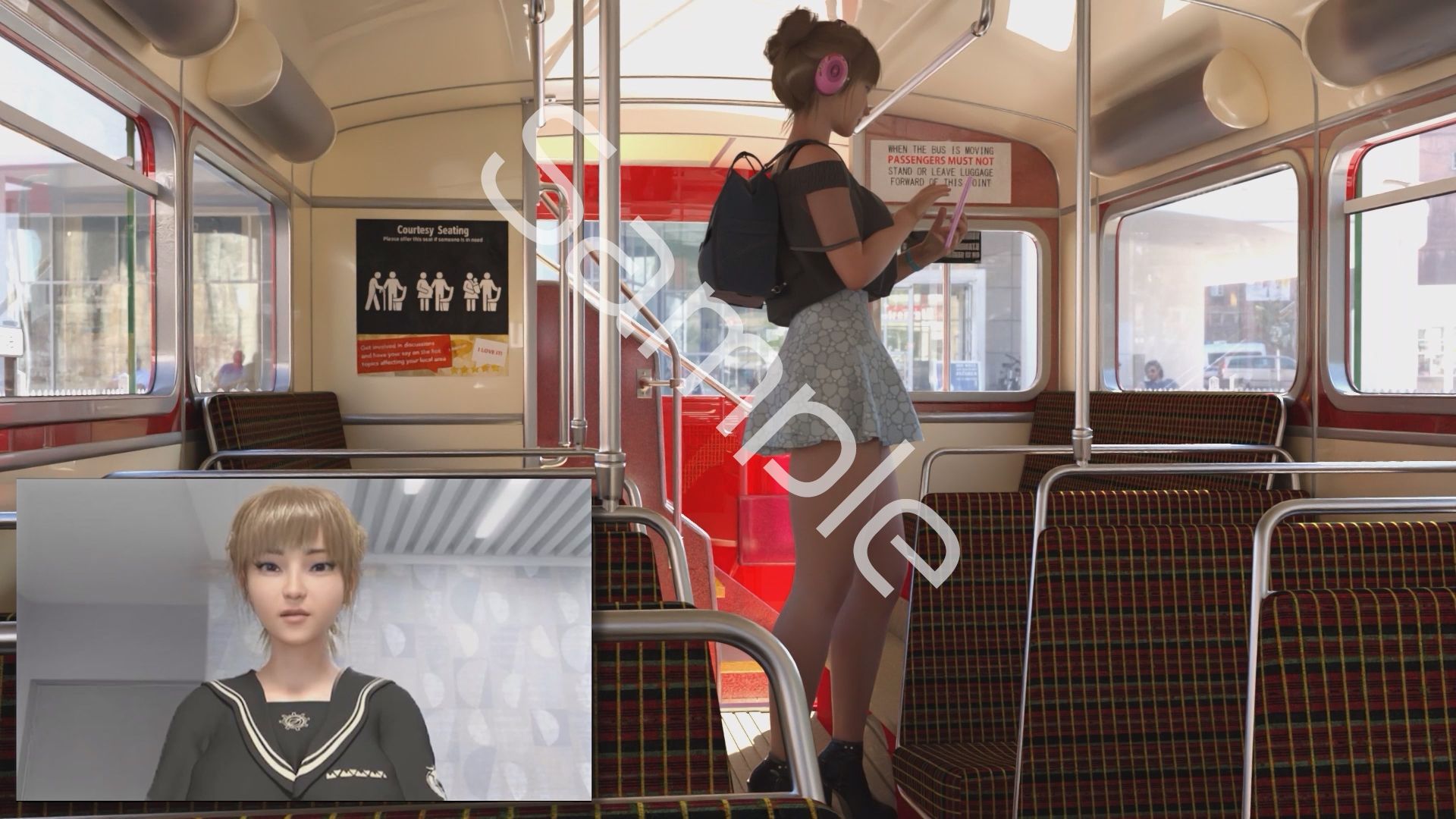 【▲100】一ノ瀬廻里・私服登校日にスカート内を逆さ撮りされた自分のパンチラ盗撮被害動画の確認を強いられる（サテン地シマシマパンティ） 画像1