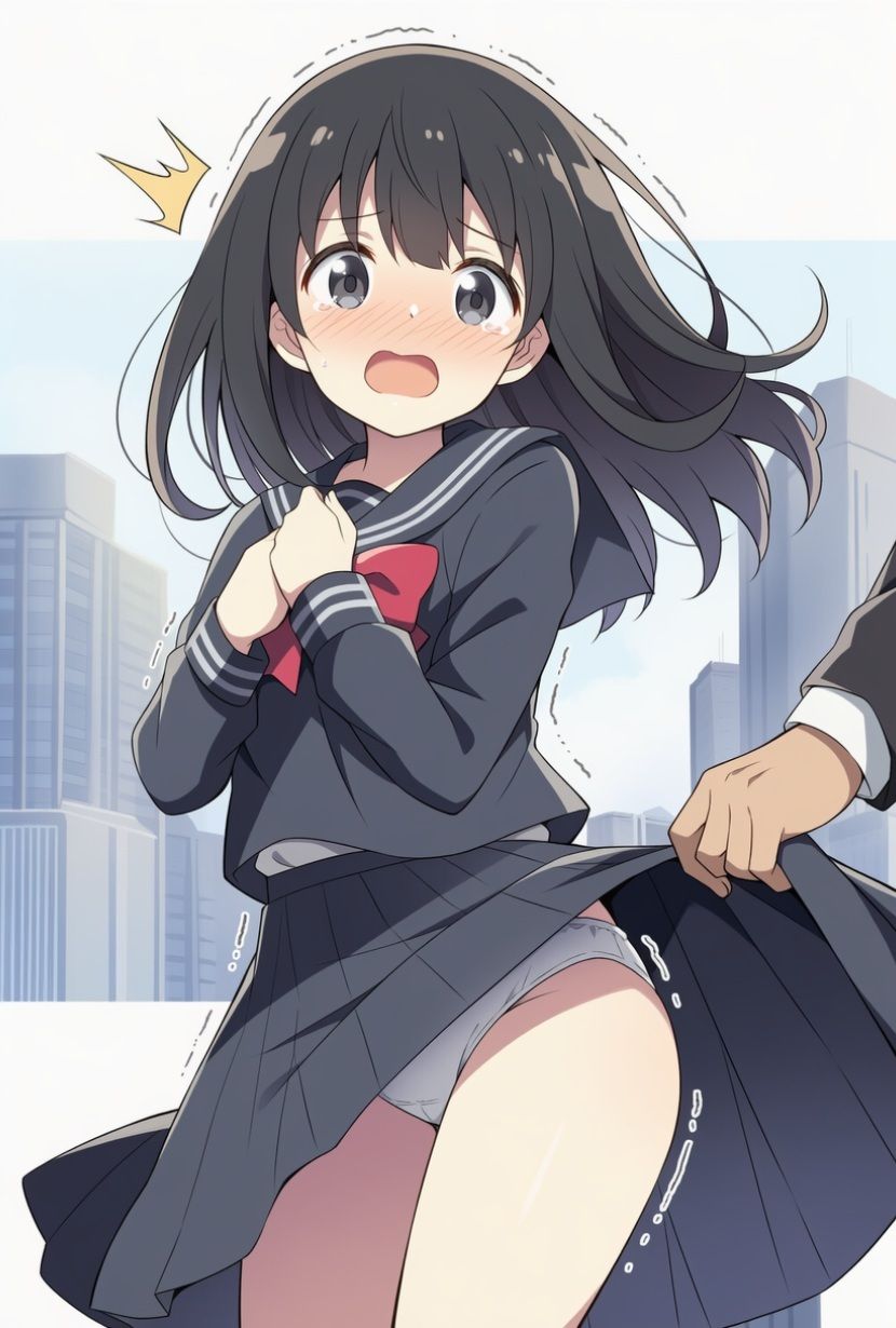 【AIイラスト集】めくる衝動:黒セーラーいたずら102選 画像3