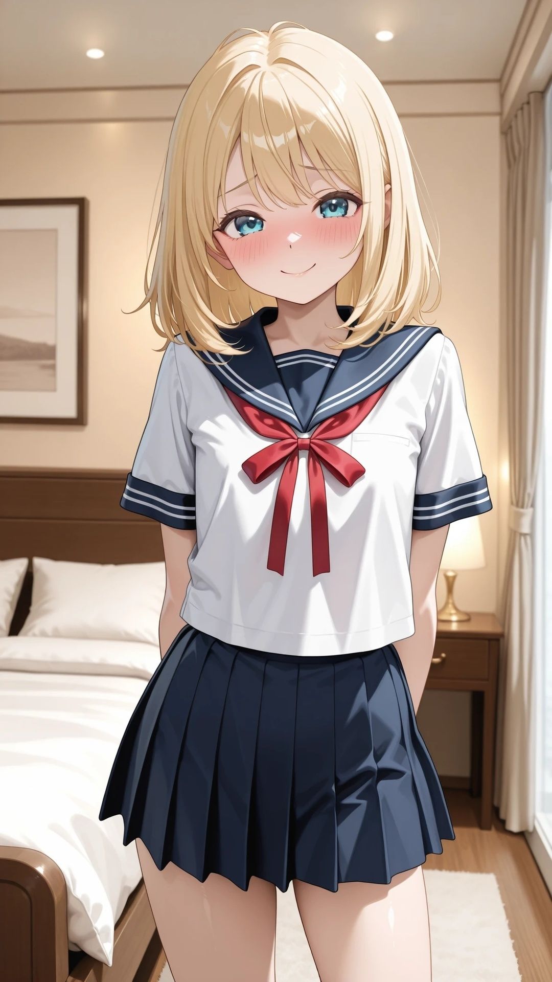 貧乳金髪美少女とラブホテルで制服エッチ_2