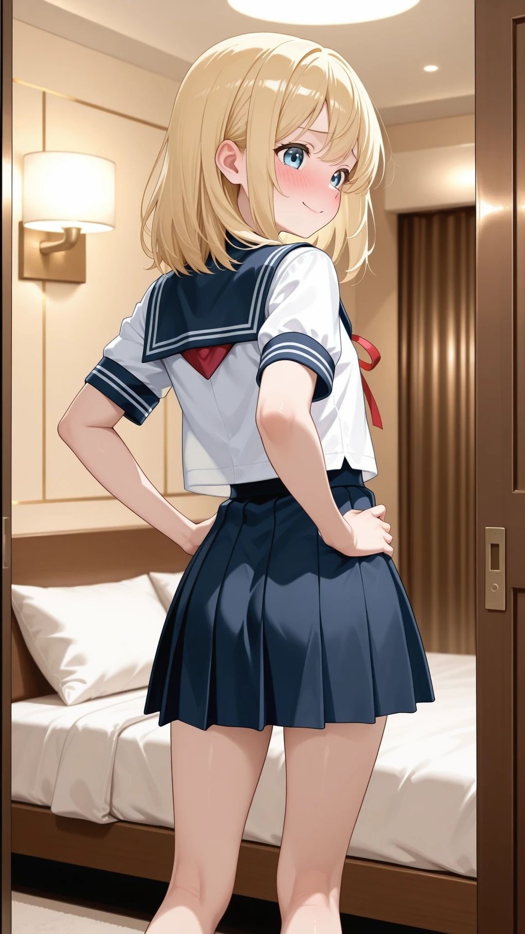 貧乳金髪美少女とラブホテルで制服エッチ_3