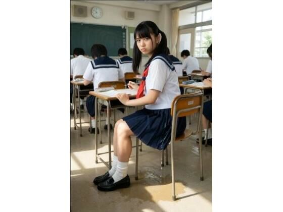 セーラー服の女の子が授業中におもらし