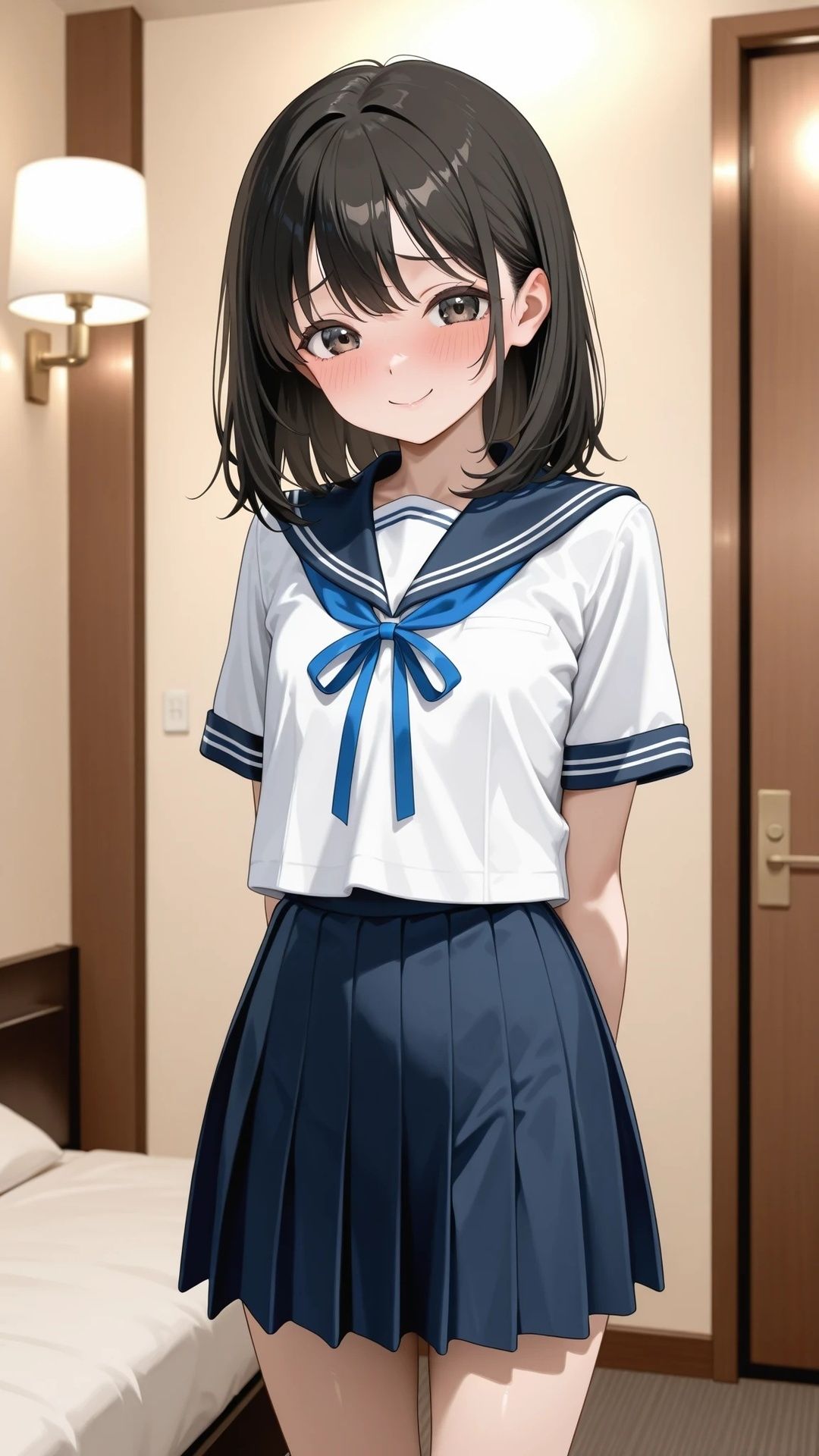 貧乳黒髪美少女とラブホテルで制服エッチ_2