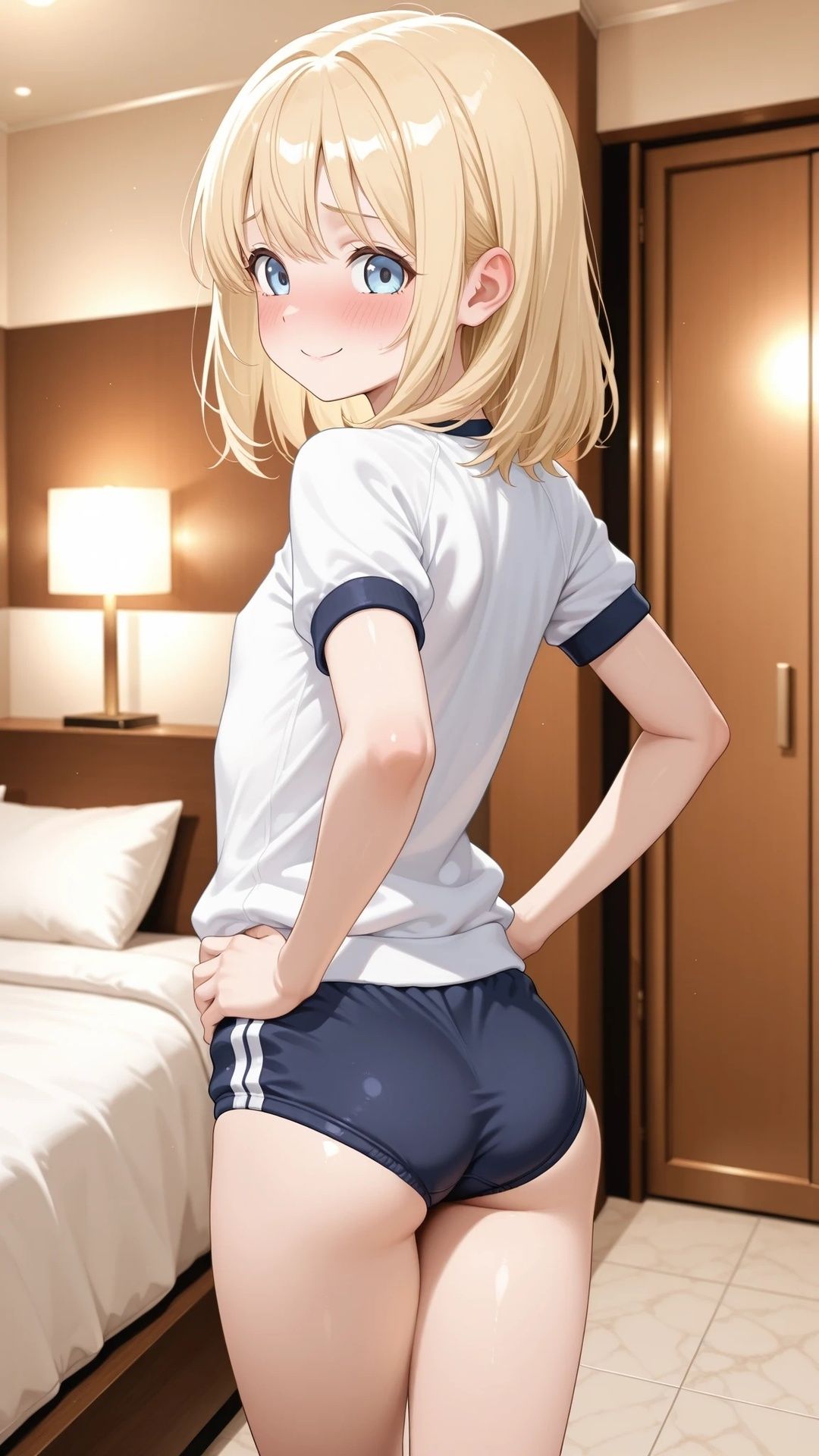 貧乳金髪美少女とラブホテルでブルマエッチ_3