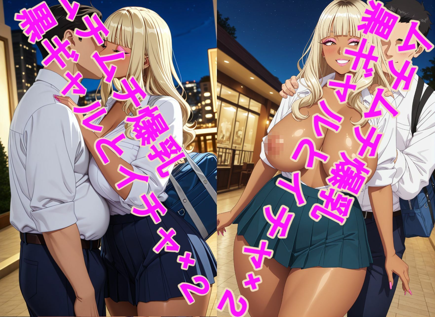 ムチムチ爆乳、黒ギャルJKとイチャイチャエッチな下校 画像3