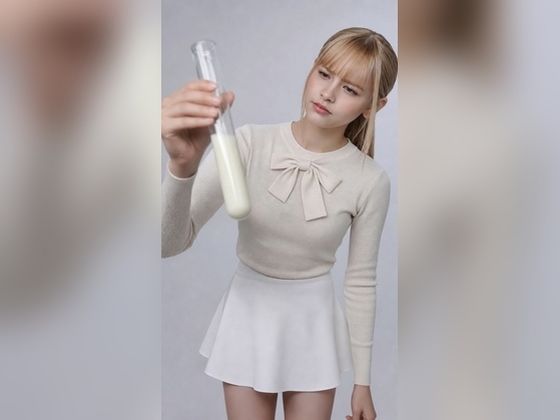 【AI生成作品part3.4】 ザーメンを観察し試飲する白人女子大生アンナちゃんとフリーおっぱい美女
