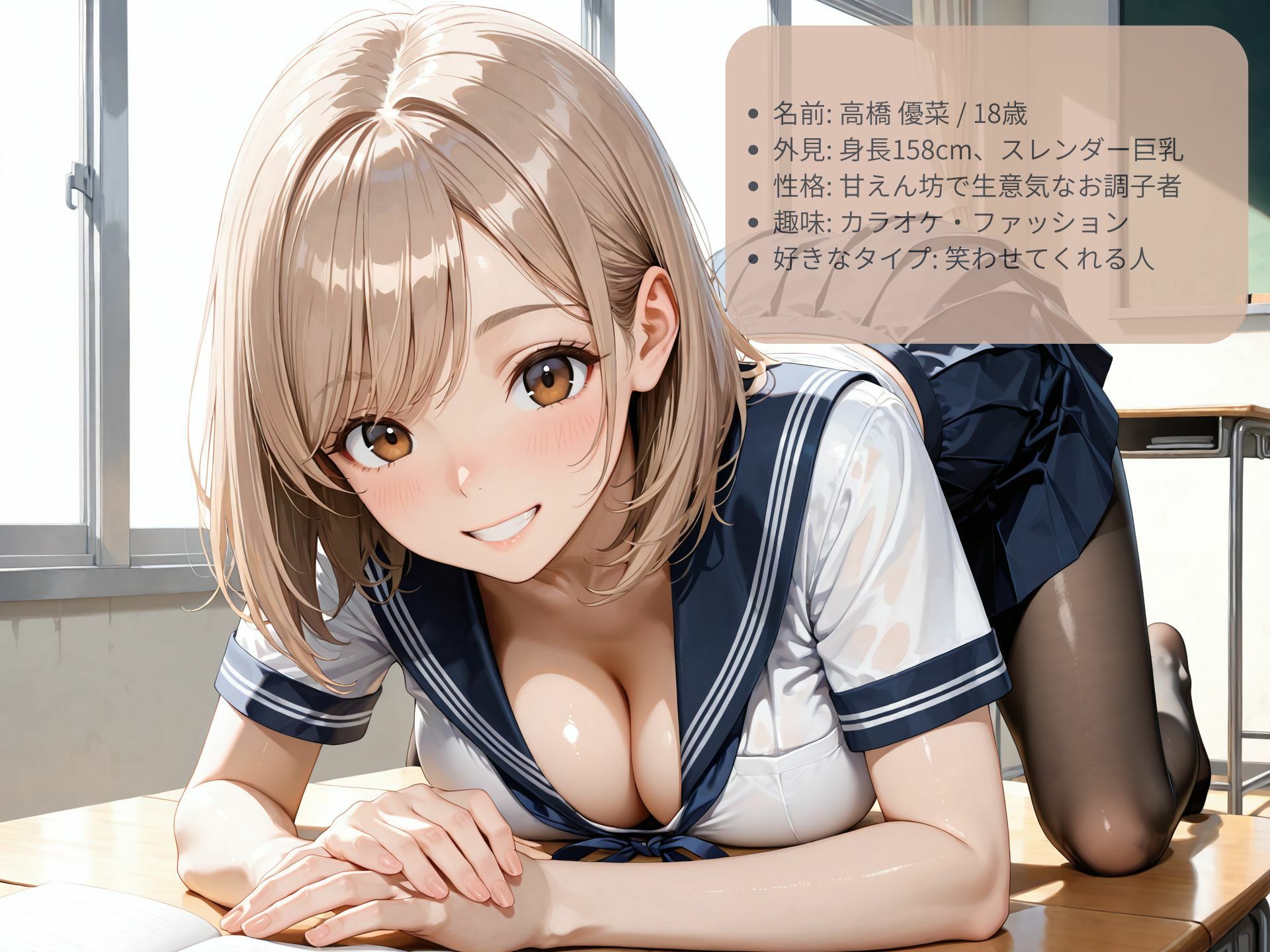 生意気な白ギャル巨乳JKに教室で性教育 画像4