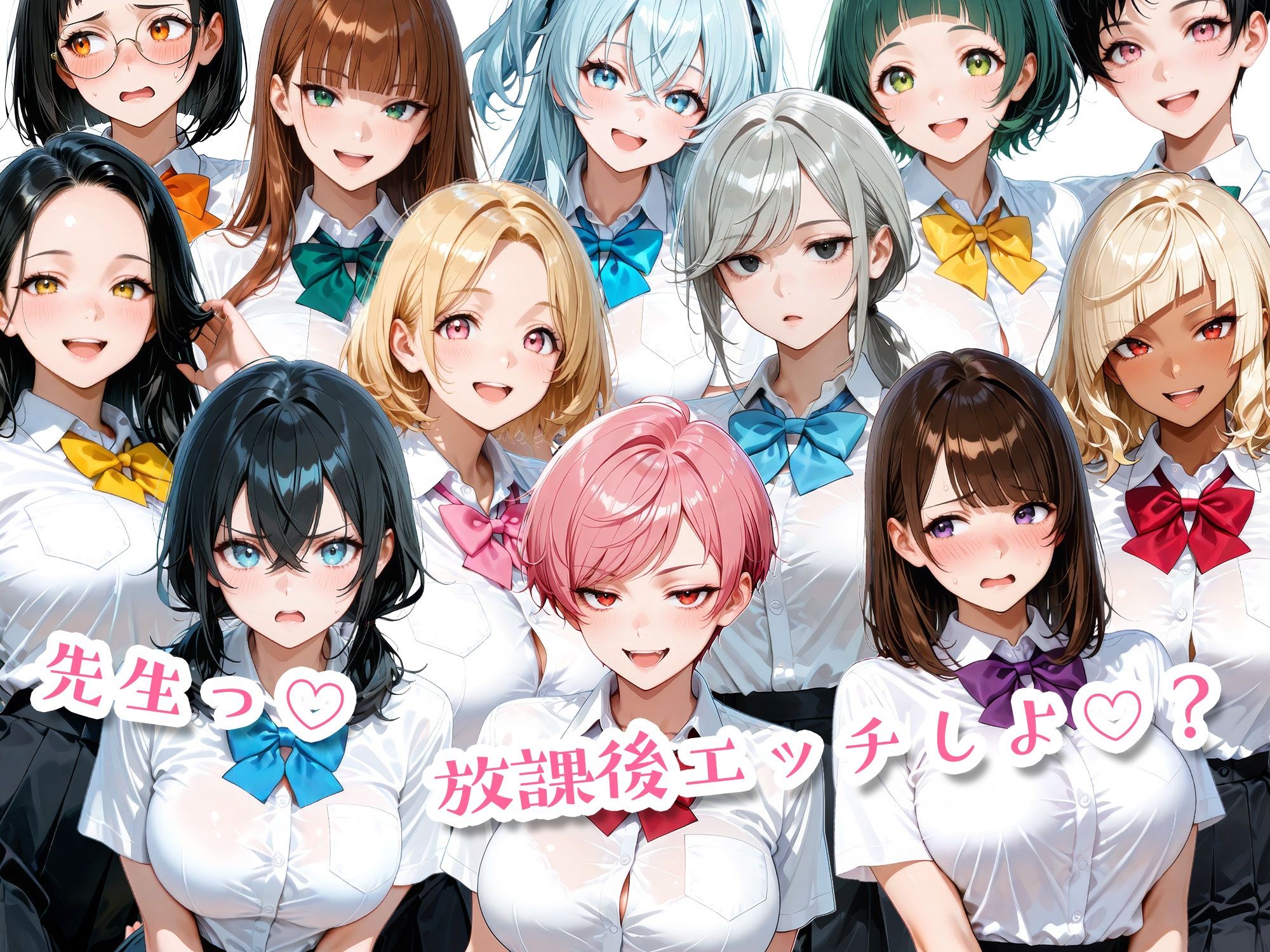【エロ漫画】ニーハイがエロい12人の爆乳生徒と放課後セックス10