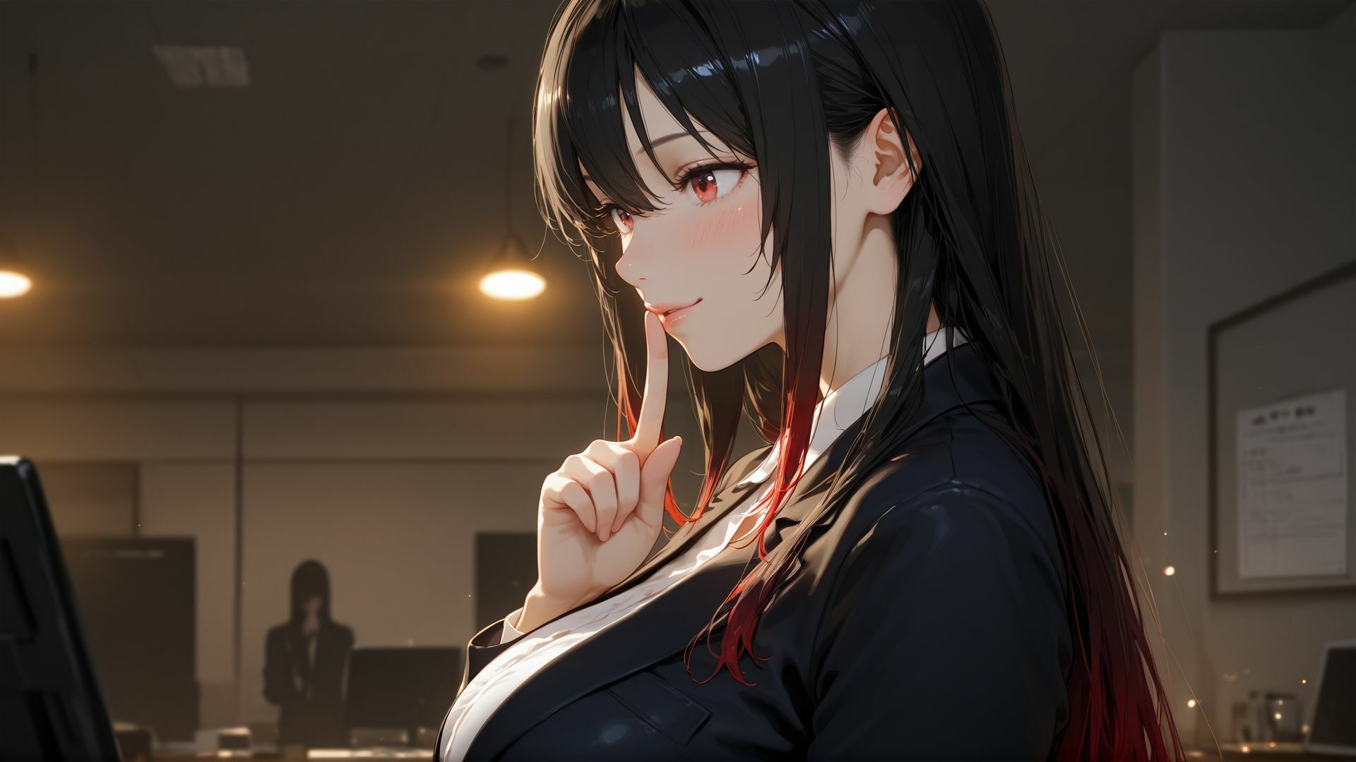 清楚な新人と夜のオフィスで中出し濃密SEXPart1 画像1