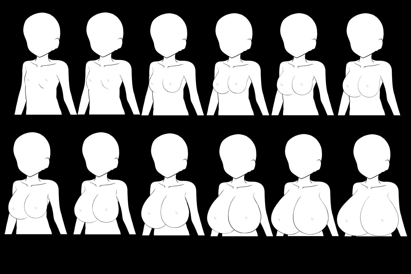 おっぱいの大きさが違うポーズ素体素材_3