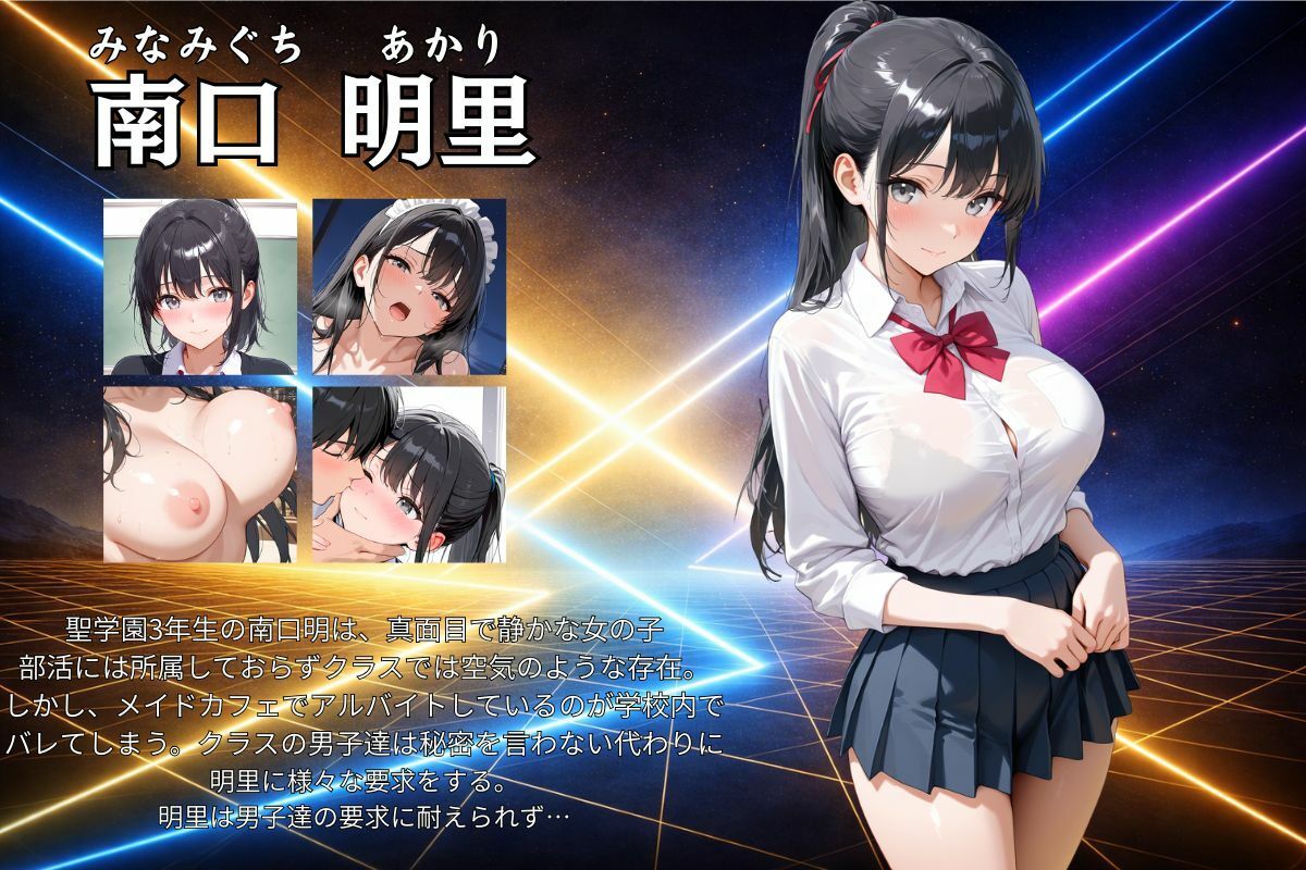 聖凛学園 黒髪清楚の爆乳女子校生南口明里のアルバイトは激エロメイド。クラスの男子生徒に正体がバレ犯●れまくる。 画像1