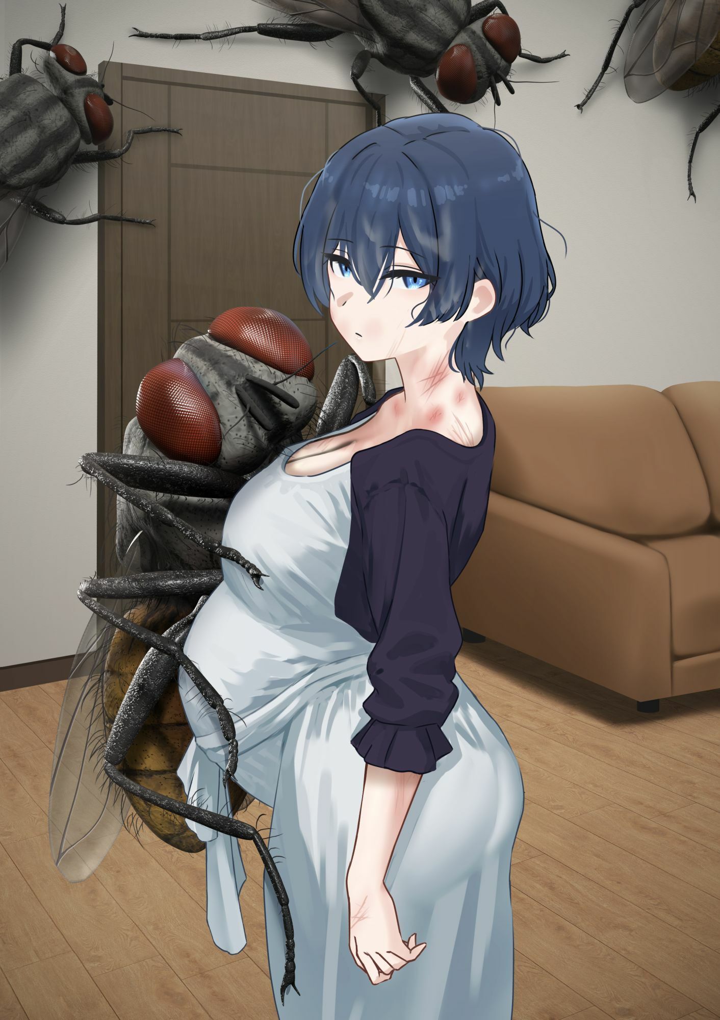 人妻は巨大バエたちの苗床となる 画像9