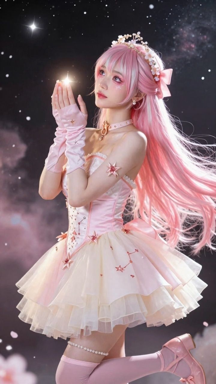 【AIコスプレ美女アイドルシリーズ ＃001:グラビア＆動画】〜ピンク星から舞い降りた、電子の妖精 星乃音 ぴこ〜 サンプル2