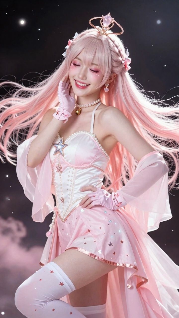 【AIコスプレ美女アイドルシリーズ ＃001:グラビア＆動画】〜ピンク星から舞い降りた、電子の妖精 星乃音 ぴこ〜 サンプル4