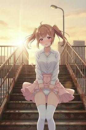 錆びた歩道橋と風待ちほのか サンプル画像 3