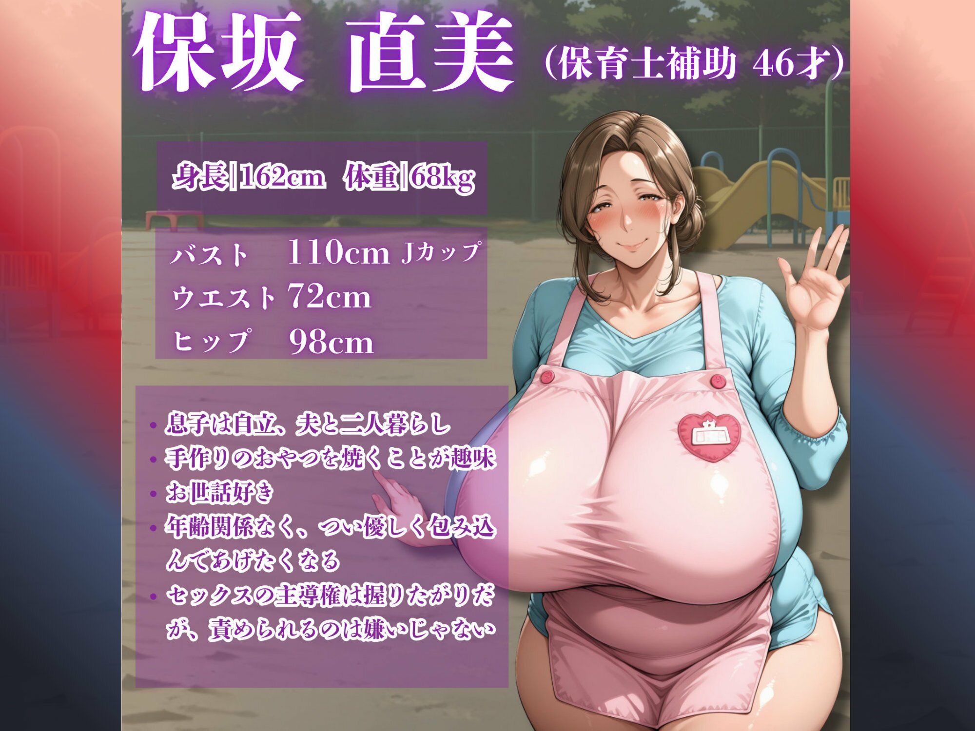 【無料エロ漫画】d_771655 【セリフ入りあり】爆乳保育士補助（46才）なおみ先生デカマラおじさんと中出し搾精あそび(みるくさんど)