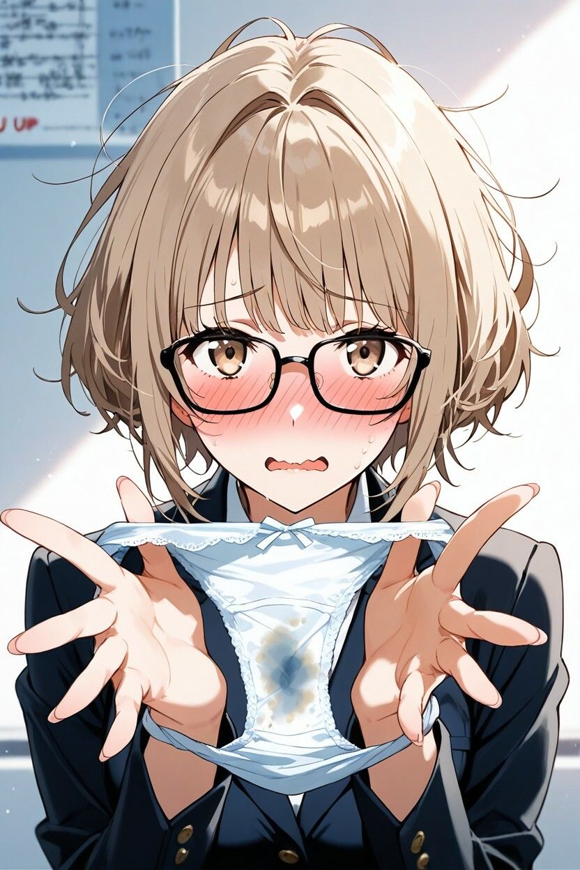 200枚＋PDF】清楚系メガネ女子大生の秘められた決壊 ── 柔らかな茶髪に広がる絶望のシミ ── お漏らし＆シミ付きパンツ特化集 画像3