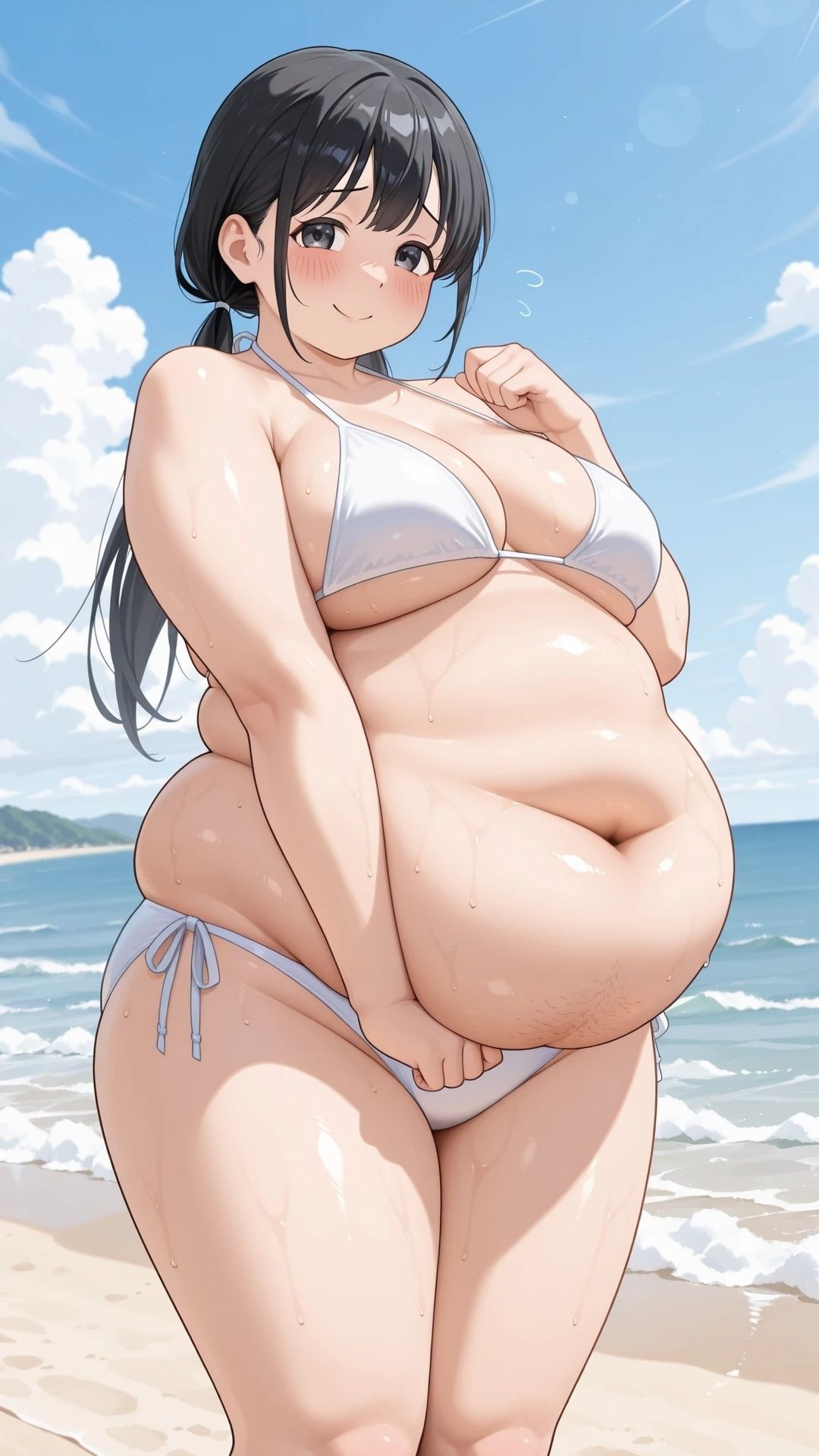 ぽっちゃり爆乳美少女とビーチで肉感セックス サンプル画像 2