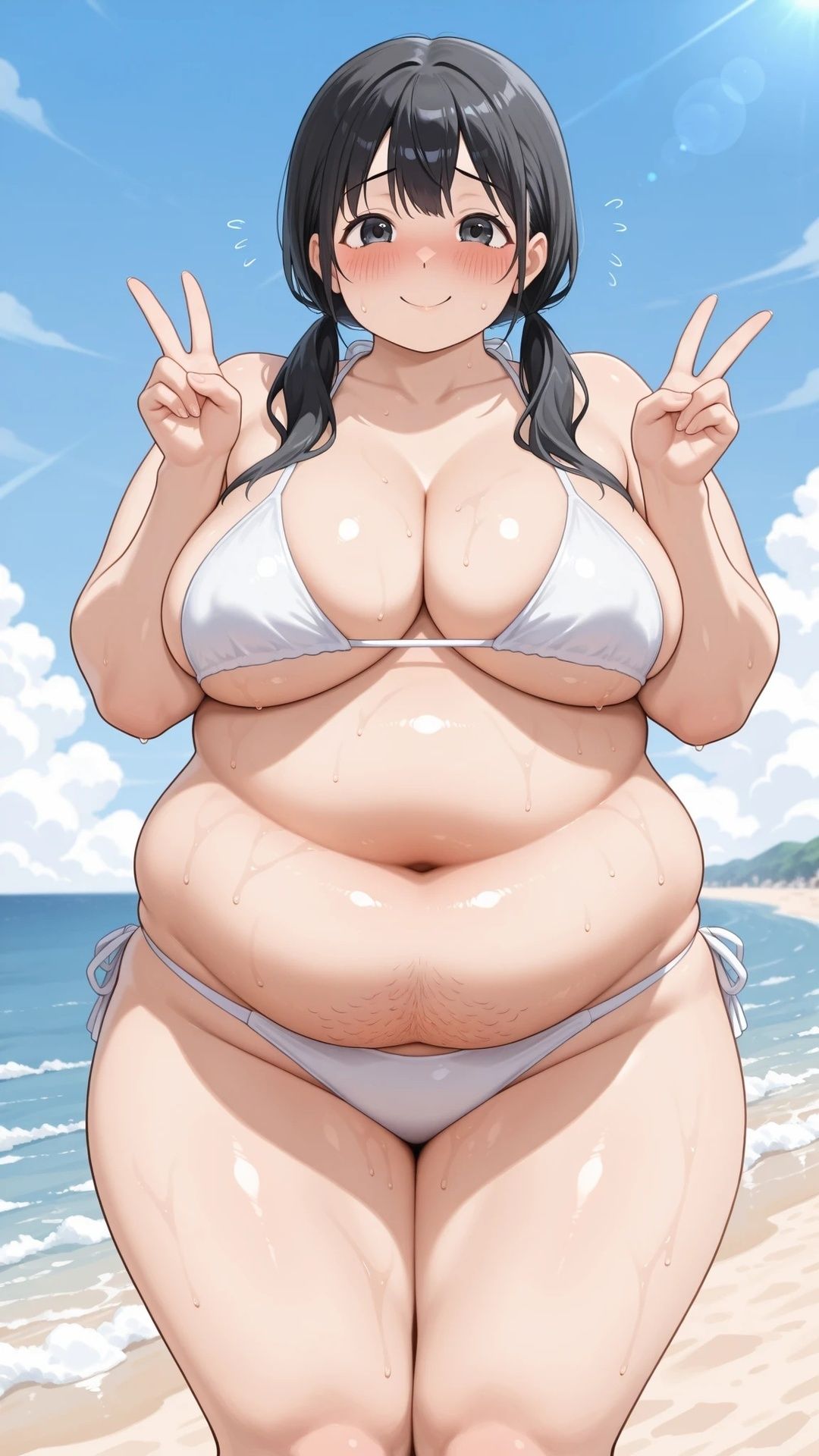 ぽっちゃり爆乳美少女とビーチで肉感セックス サンプル画像 3