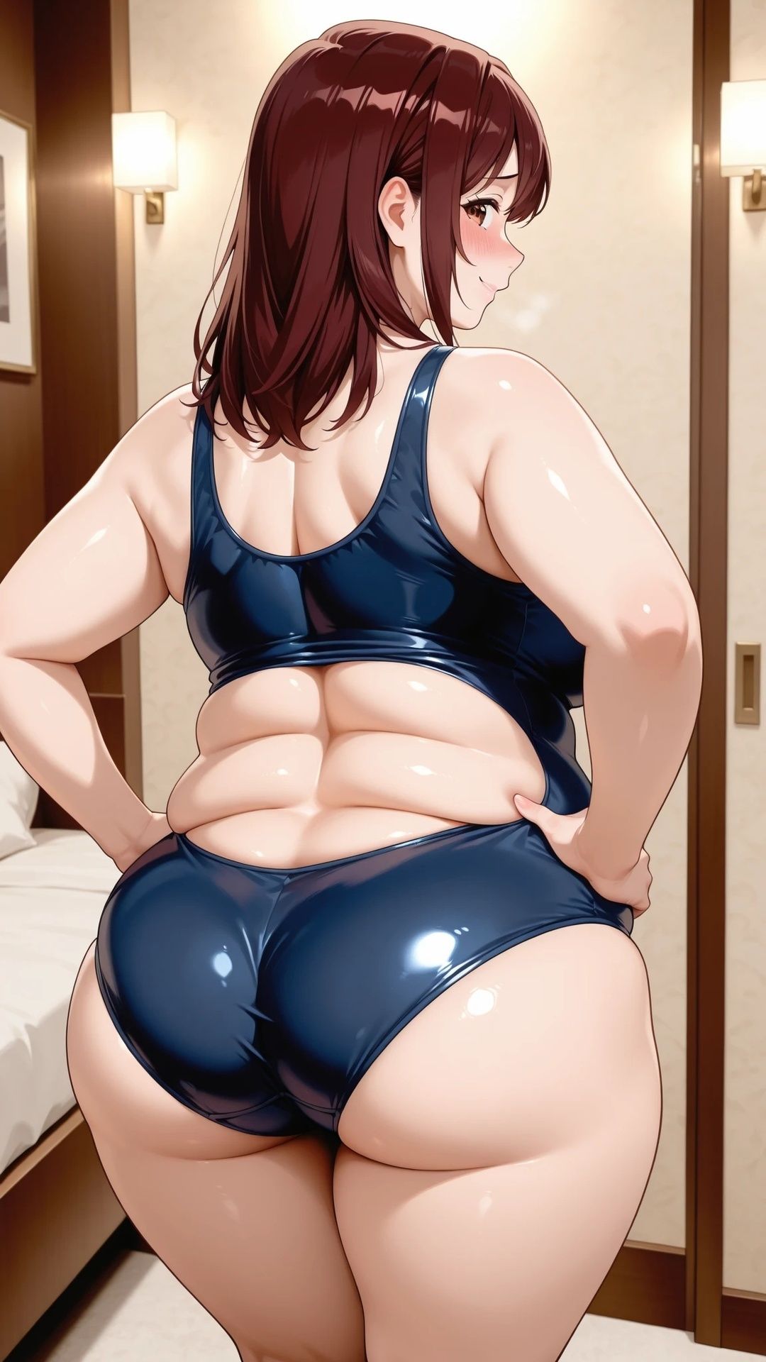 ぽっちゃり妻とスク水でエッチ 画像2