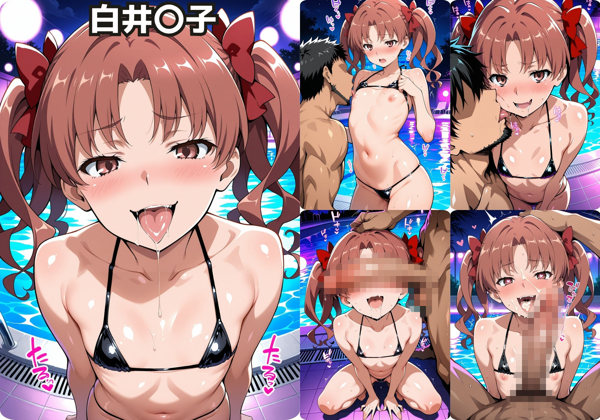 サンプル-ナイトプールでガンギマるドスケベヒロイン食蜂〇折＆御坂〇琴＆白井〇子 - サンプル画像