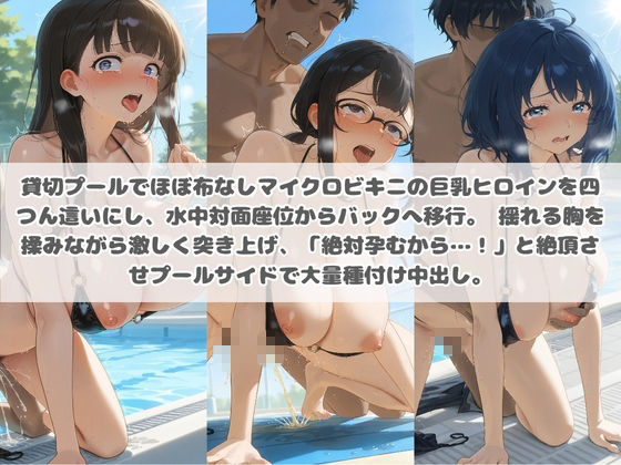 クソかわいい水着巨乳ヒロインを夏休みに孕ませ中出しした記録 負〇ヒロインが多すぎる！ 画像1