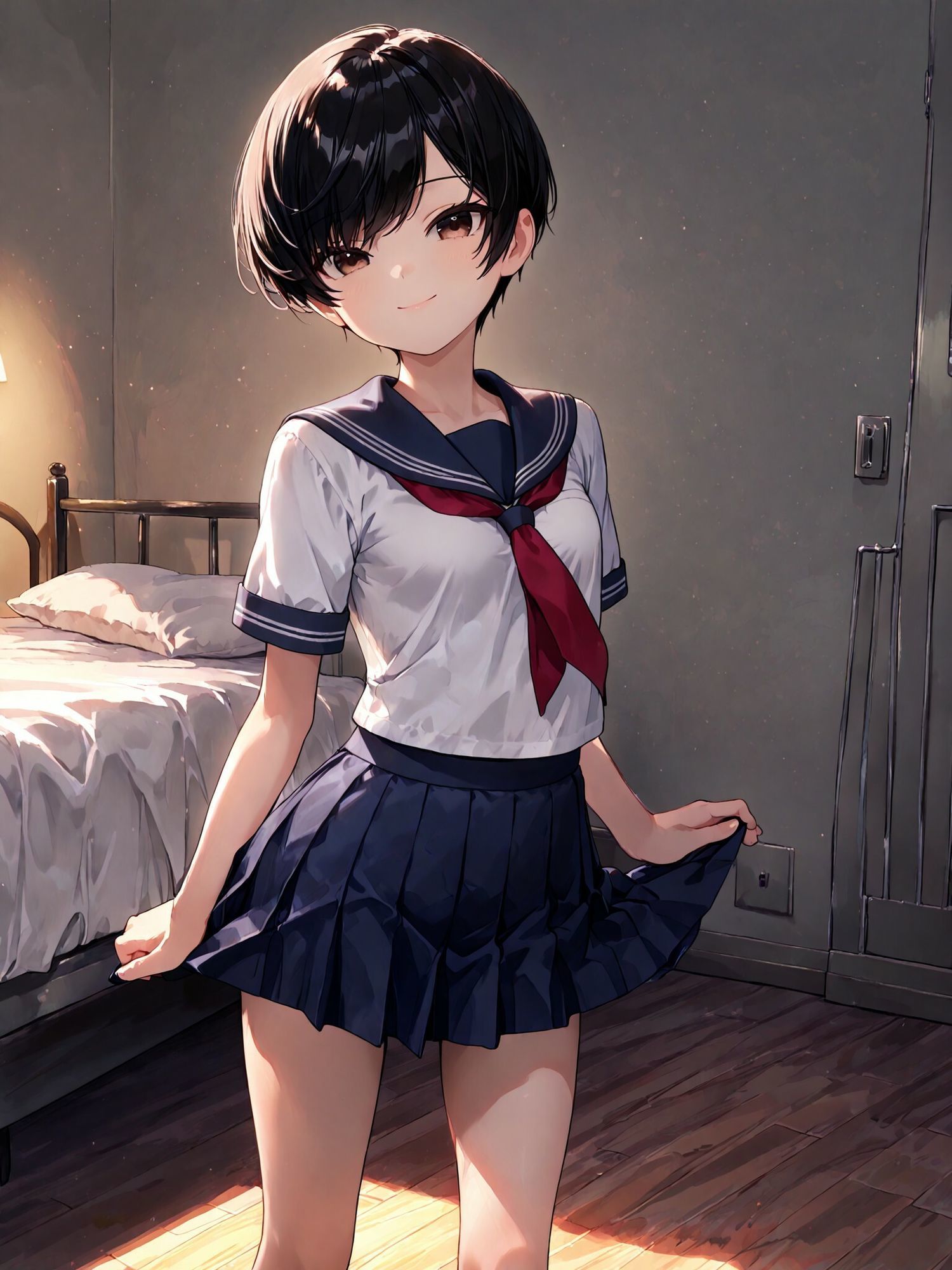 つるぺたちっぱいショートカット女〇校生が家に連れ込まれた サンプル画像 2