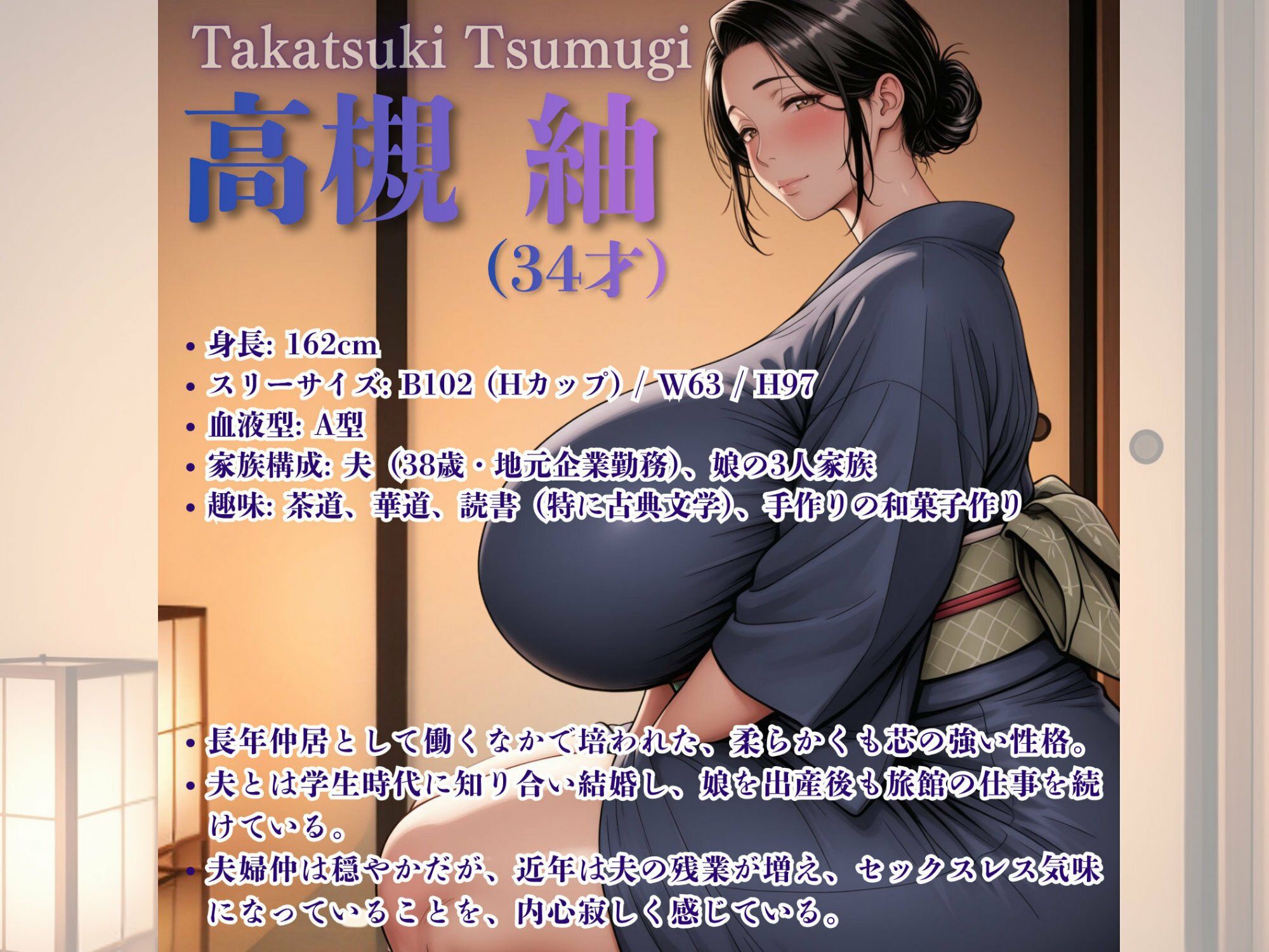 【セリフ入りあり】老舗旅館爆乳人妻仲居（34） 乱れた着物でおっぱい揺らし おじさんザーメン子宮ぶっこみ恥辱性待 画像1