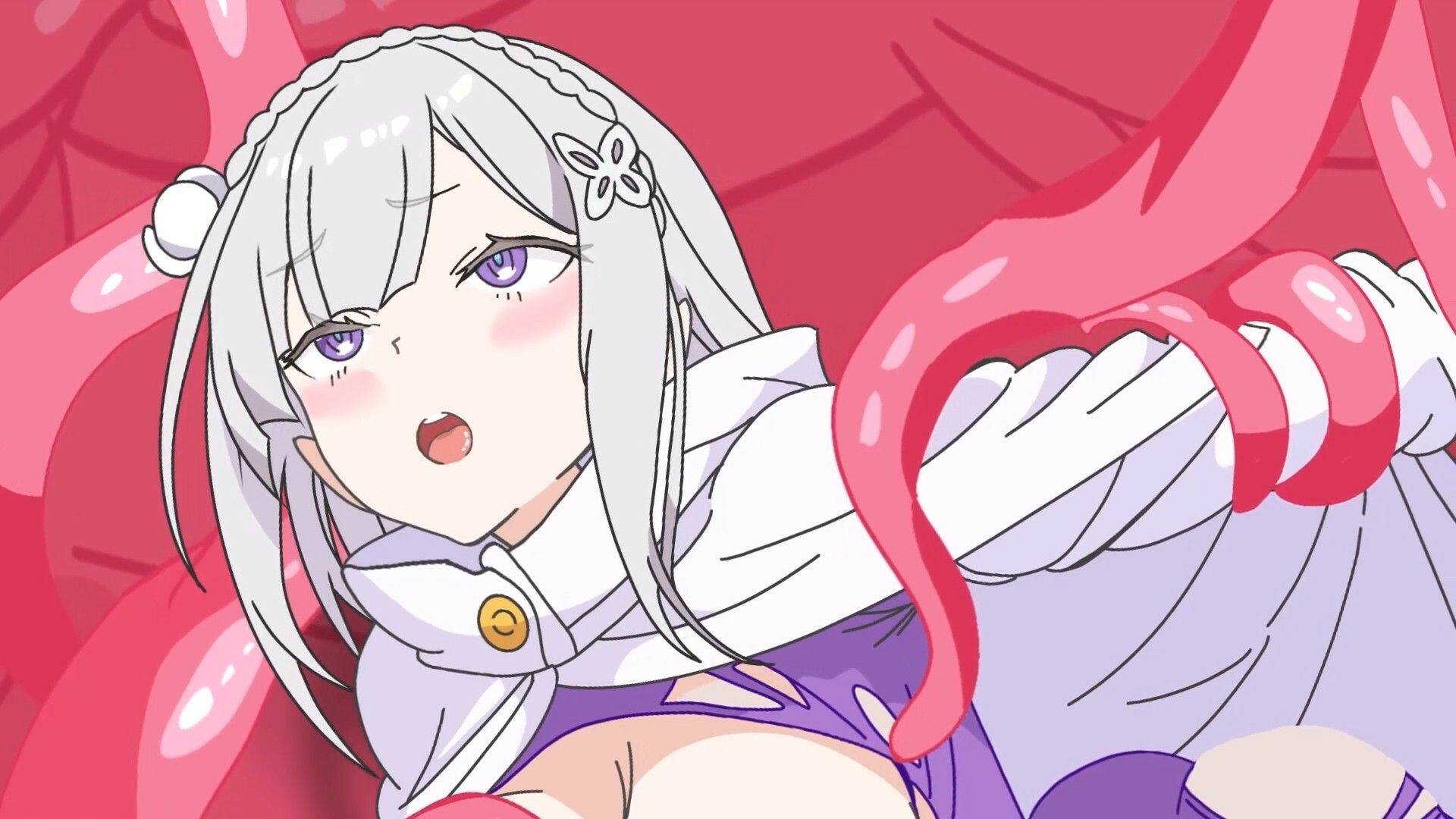 【Live2Dアニメ】砂丘を渡る途中で大穴に落ちたエミリアが触手の魔獣に襲われる… サンプル5