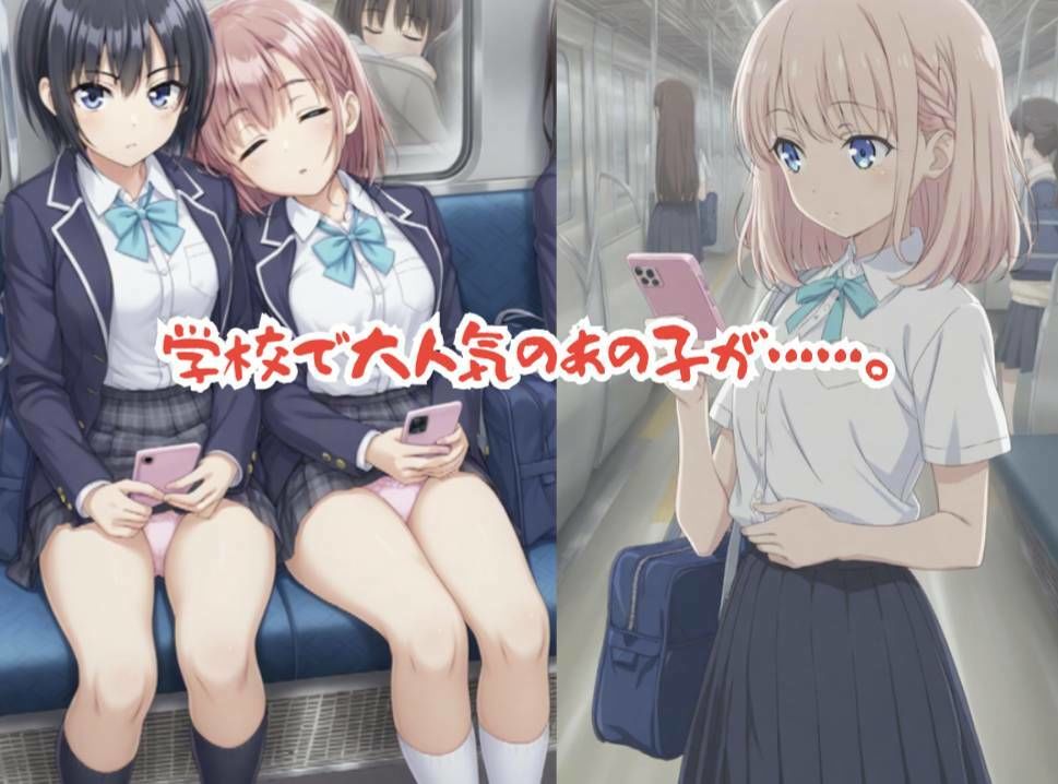 【494P】学校で大人気の女子校生がキモイおじさん達の標的に…3、痴○電車編  貧乳美女_2