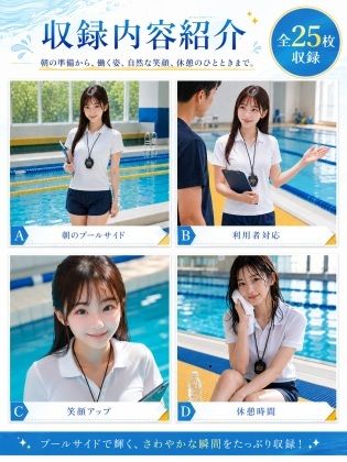 サンプル-AIモデルまなみ vol.1 プールサイドで働く彼女 - サンプル画像