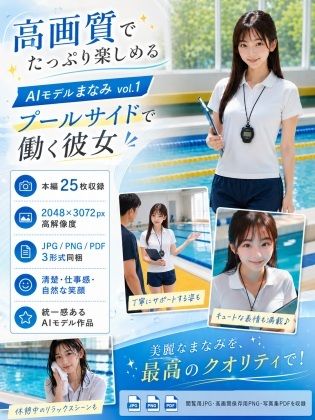 サンプル-AIモデルまなみ vol.1 プールサイドで働く彼女 - サンプル画像