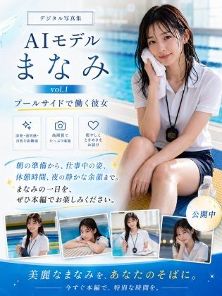 サンプル-AIモデルまなみ vol.1 プールサイドで働く彼女 - サンプル画像