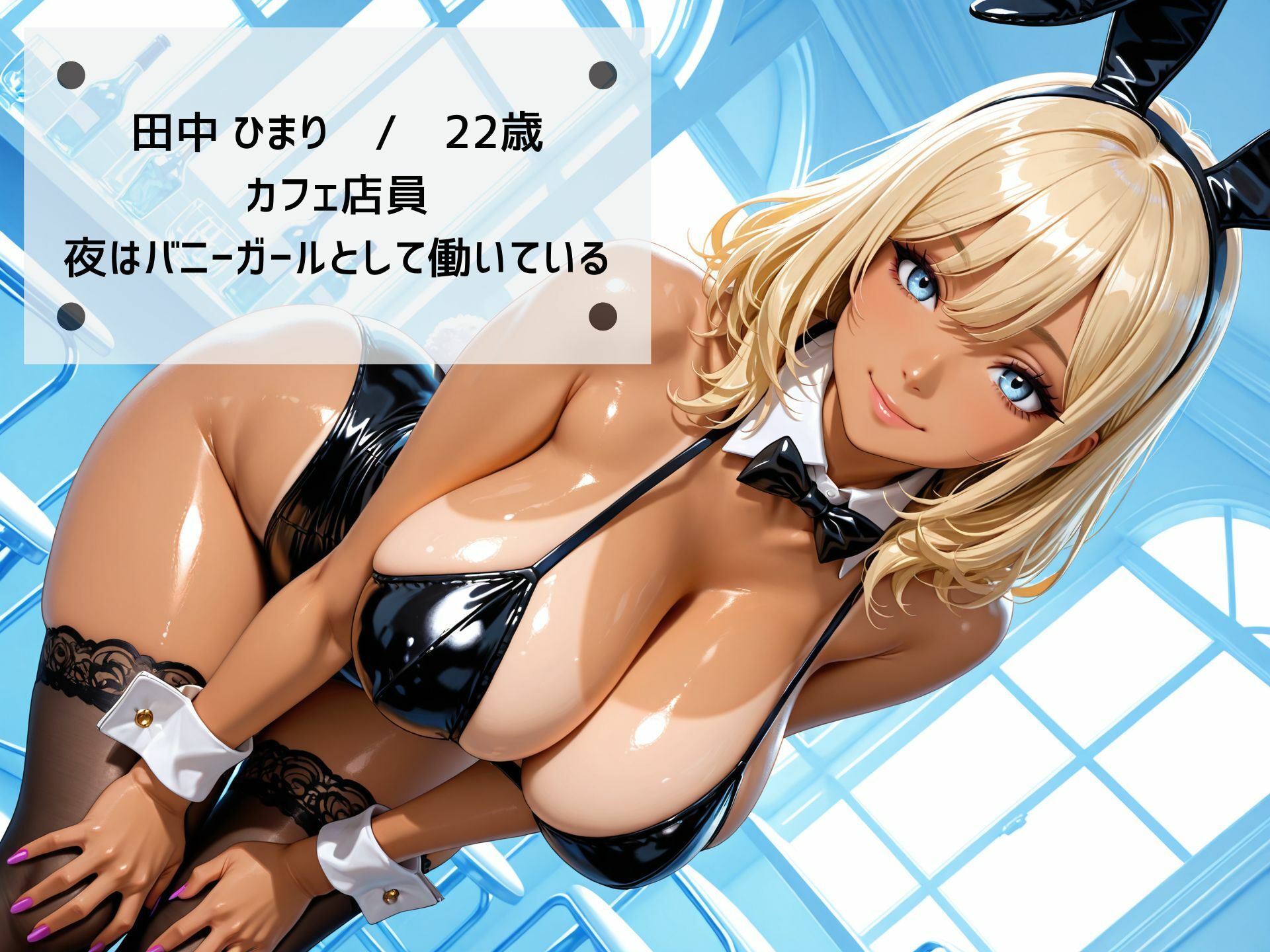 【4K高画質】黒ギャルが巨乳を揺らして濃密セックス！ むっちり巨乳バニーの日焼け跡がエロすぎる！ 画像1