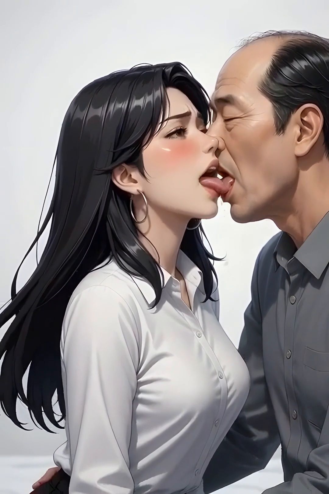 サンプル-美女とおじさんのディープキス キス好き大集合♪顔アップ編 - サンプル画像