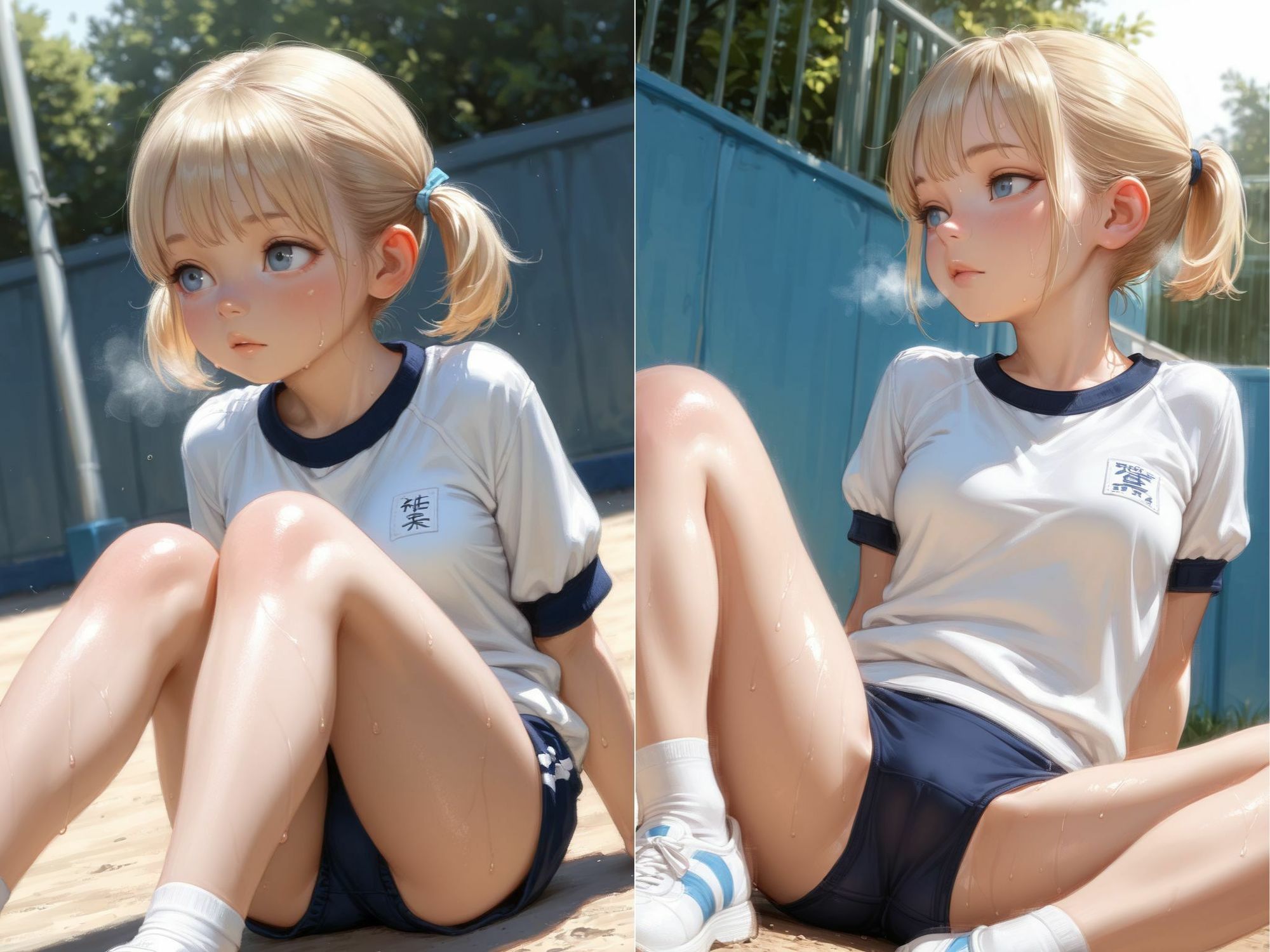 【ツンドラ２】同人CG・AI『胸が膨らみ始めた女の子:金髪体操着女子』3