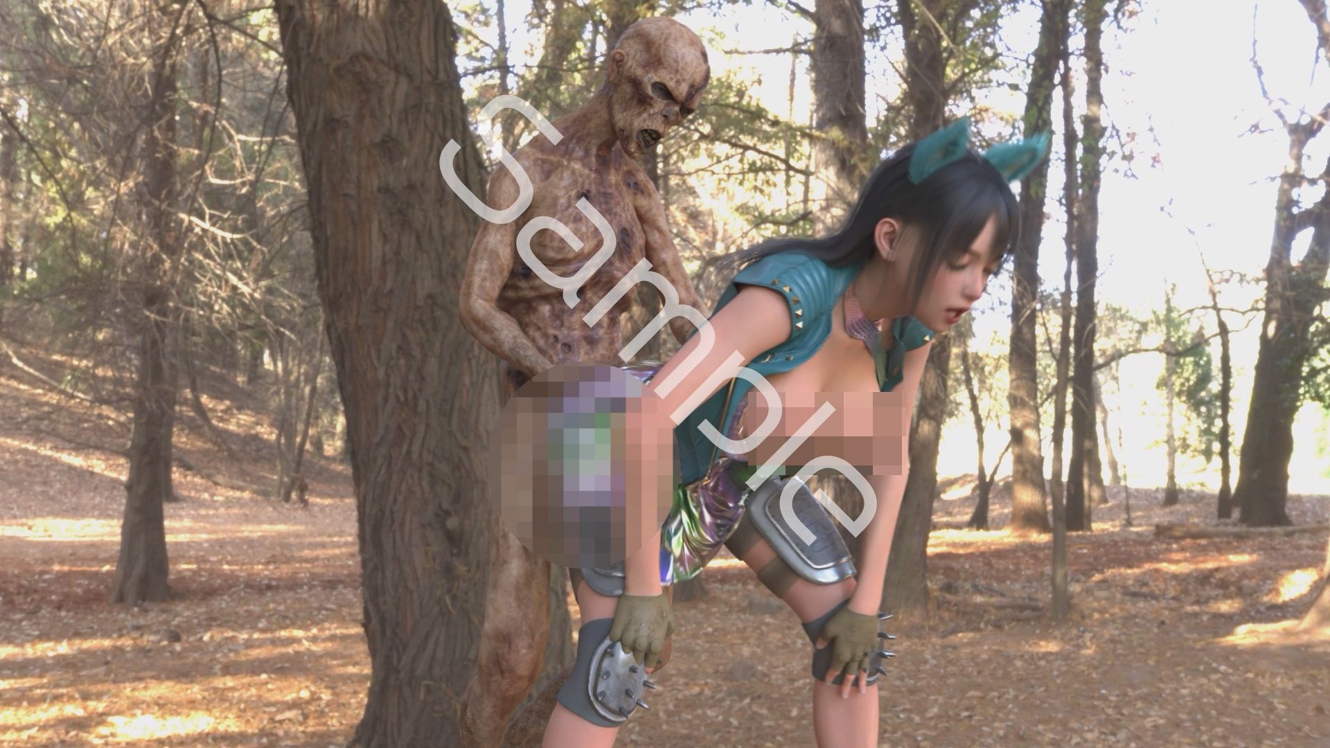 【△100】沙耶が主人公のMMORPG『編隊コレクション:Re』ゲーム動画（Vol.37:ゾンビの集団によるレ○プ被害に遭ってしまう:「立ちバックファック2」でおっぱい丸出し）_5
