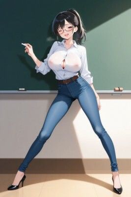 【裸ジーンズ女子8】セクシー変態教師の乳首丸見え講座 画像2