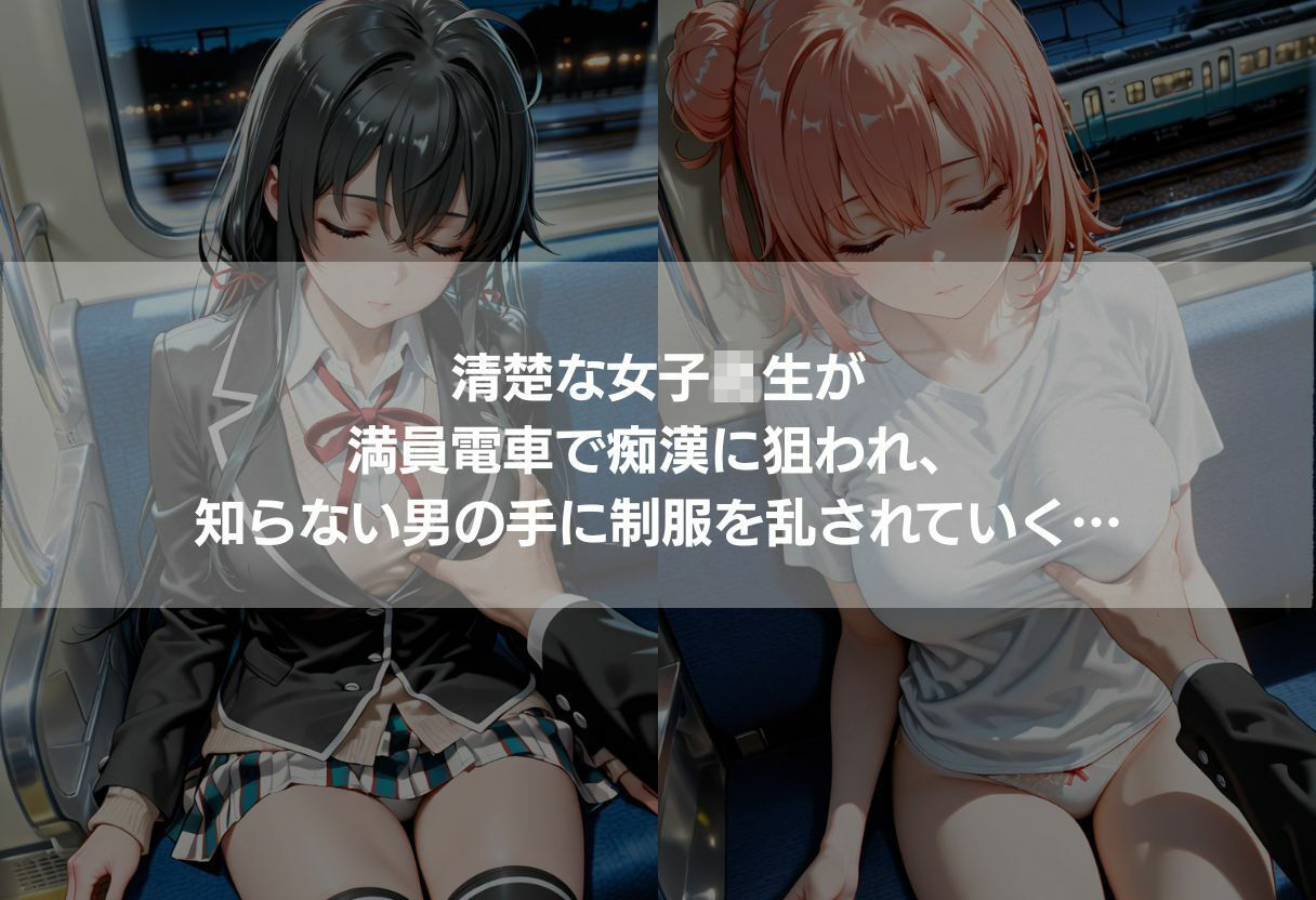 終電痴●記録 〜黒髪清楚JKと桃髪ツンデレ美女の堕落437枚〜 画像2