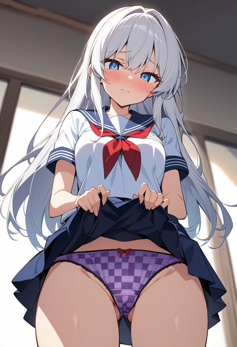 セーラー服でスカートたくし上げパンチラ200枚 サンプル3