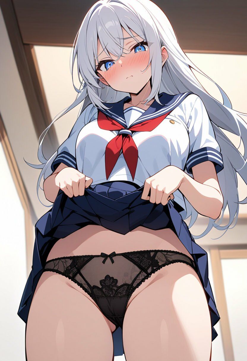 セーラー服でスカートたくし上げパンチラ200枚 サンプル4