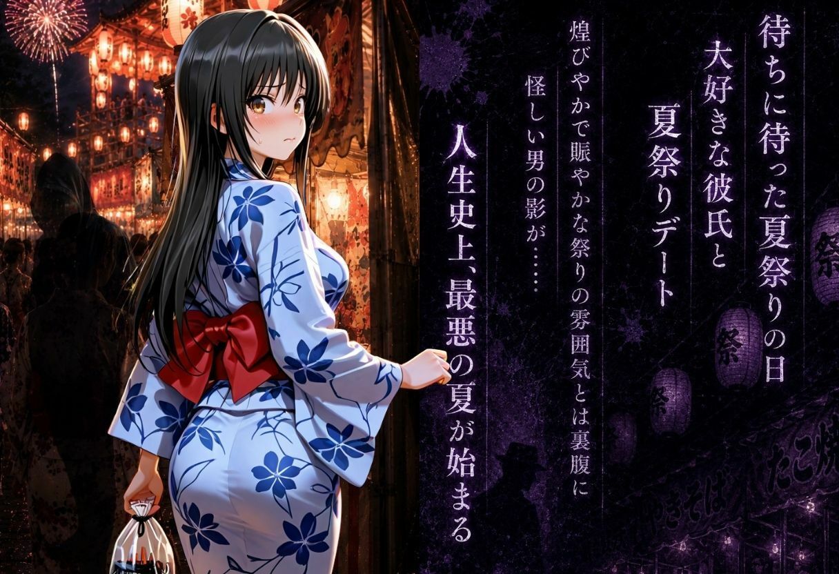 「夏祭りの夜に奪われた恋 〜ヤンキー不良に犯●れ、浴衣のまま絶頂する彼女〜」 画像1