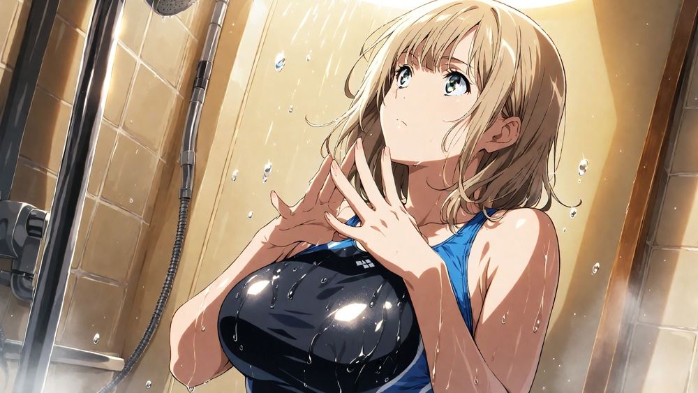 【エロ漫画】爆乳茶髪紫髪水泳美少女が熱血教師と水着姿孕ませ交尾【4K】2