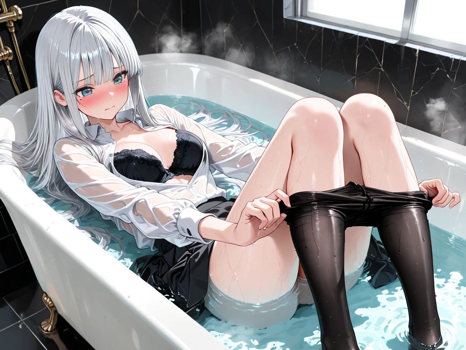 仕事帰りの着衣入浴 - 濡れ透けバスタイム - 画像4