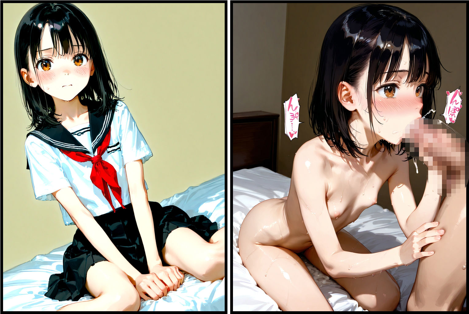 おさげtoセミロングnoセーラー服少女達 MY_2